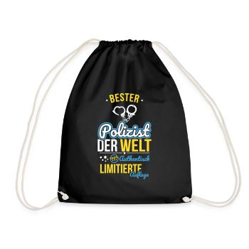 Best Policeman in the World - 100% Authentic - Drawstring Bag - black - Front