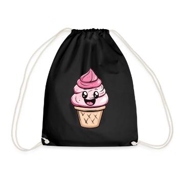 Fröhliches Eis im Becher - Turnbeutel - Schwarz - Vorne