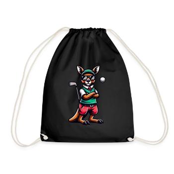 Funny kangaroo golf motif for sports enthusiasts - Drawstring Bag - black - Front