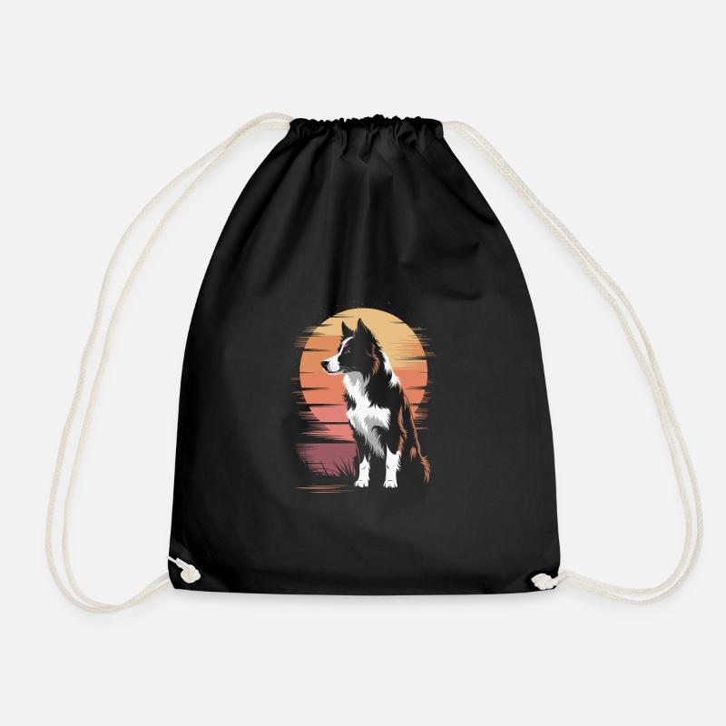 Border Collie: Loyal look on the horizon - Drawstring Bag - black