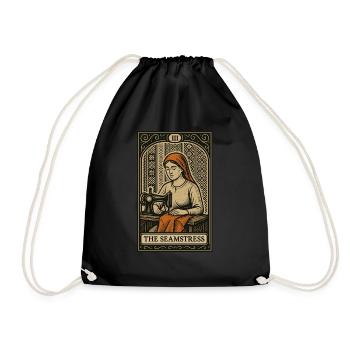 Die Näherin — Vintage Nähen Tarotkarten Design - Turnbeutel - Schwarz - Vorne