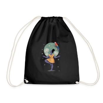 Yoga et perroquet : la paix intérieure - Sac de sport léger - noir - Devant