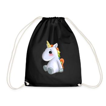 süßes Einhorn bunte Mähne - Turnbeutel - Schwarz - Vorne