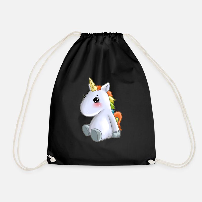 süßes Einhorn bunte Mähne - Turnbeutel - Schwarz