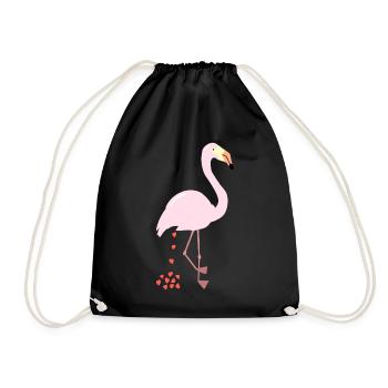Flamingo - Lustiges Herz Poo Shirt - Turnbeutel - Schwarz - Vorne