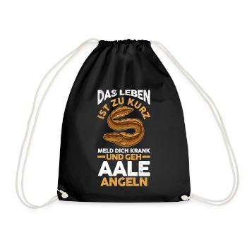 Angeln Angler Aal - Turnbeutel - Schwarz - Vorne