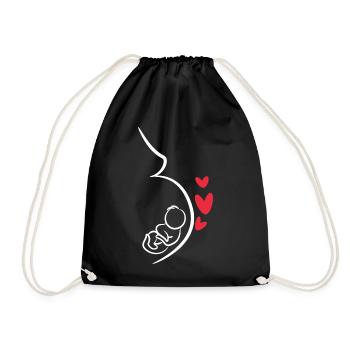 Baby Bump Maman Bébé Enceinte Coeur Grossesse - Sac de sport léger - noir - Devant