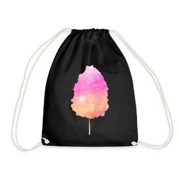 flauschige Zuckerwatte mit buntem Farbverlauf - Turnbeutel - Schwarz - Vorne