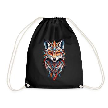 Spirituelles Indianer Fuchs Feder Design Boho Stil - Turnbeutel - Schwarz - Vorne