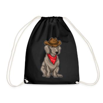 Dachshund Cowboy Cowboy Hat - Drawstring Bag - black - Front