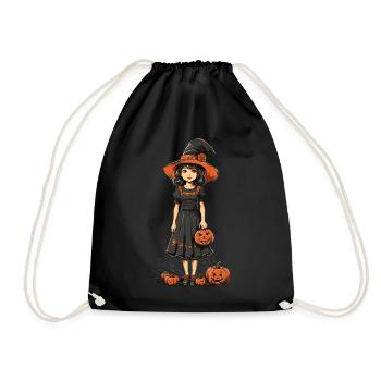 Vintage Witches Halloween Retro Trick or Treat - Drawstring Bag - black - Front