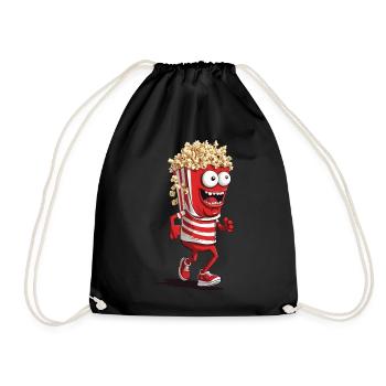 Popcorn Monster Halloween Filmabend Spaß - Turnbeutel - Schwarz - Vorne