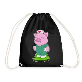 Schwein Krankenschwester  - Turnbeutel - Schwarz - Vorne