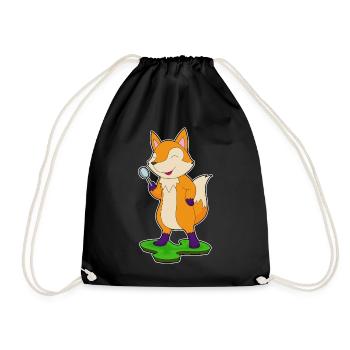 Fox Detective Magnifying Glass - Drawstring Bag - black - Front