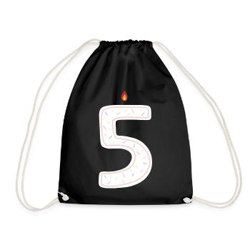 Bougie d’anniversaire festive numéro 5 - Sac de sport léger - noir - Devant