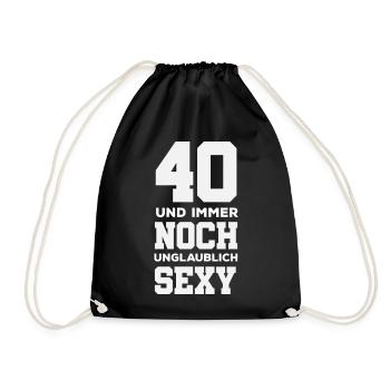 Funny 40th Birthday Gift Birthday Shirt - Drawstring Bag - black - Front