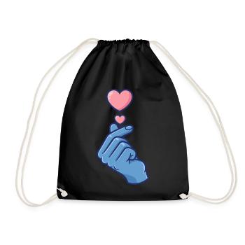 Kpop Musique coréenne Doigts mignons Cœur Amour Corée - Sac de sport léger - noir - Devant