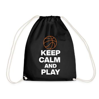 KEEP CALM AND PLAY BASKETBALL, BB GIFT FANS - Drawstring Bag - black - Front