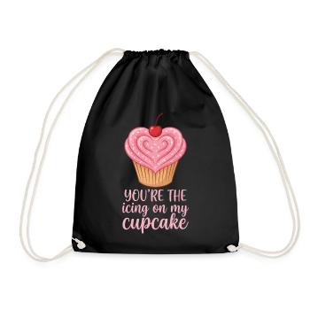 Du bist das Sahnehäubchen auf meinem süßen Cupcake-Dessert Liebe - Turnbeutel - Schwarz - Vorne