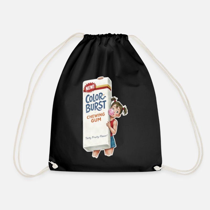 Retro Chewing Gum - Drawstring Bag - black