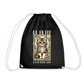 Le Petit Chat Élégant – Jugendstil Katze - Turnbeutel - Schwarz - Vorne