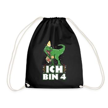 4 Jahre Alt Kindergeburtstag - 4. Geburtstag - Turnbeutel - Schwarz - Vorne