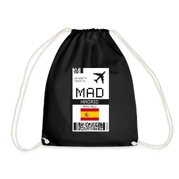 Carte d’embarquement à Madrid, Espagne - Billet d’avion MAD - Sac de sport léger - noir - Devant