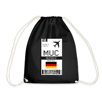 Carte d’embarquement pour Munich, Allemagne - Billet d’avion MUC - Sac de sport léger - noir - Devant