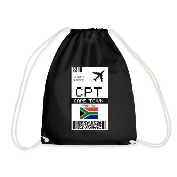 Bordkarte für Kapstadt, Südafrika - CPT-Ticket - Turnbeutel - Schwarz - Vorne