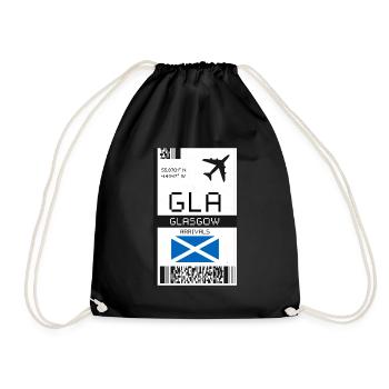 Glasgow, Scotland Boarding Pass - GLA Airport - Drawstring Bag - black - Front