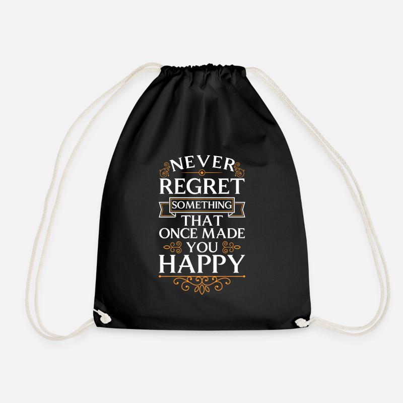 Happy Motivation Happiness Joie de vivre - Drawstring Bag - black