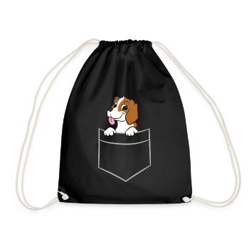 Beagle - In Brusttasche / Hemdtasche - Turnbeutel - Schwarz - Vorne