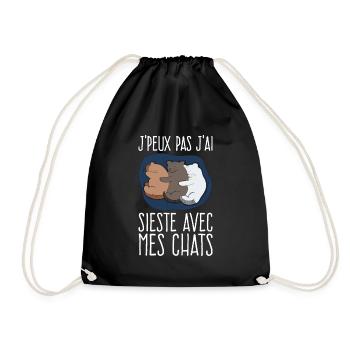 J'peux Pas J'ai Sieste Avec Mes Chats - Sac de sport léger - noir - Devant