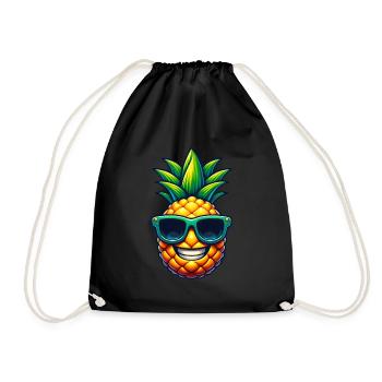Ananas frais avec lunettes de soleil Kawaii - Sac de sport léger - noir - Devant