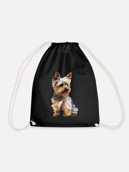 jadeoneii Low Poly Yorkshire Terrier dog design - Drawstring Bag - black