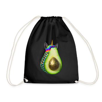 Happy Unicorn Avocado - Drawstring Bag - black - Front