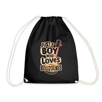 Bouzouki Instrument Gift - Drawstring Bag - black - Front