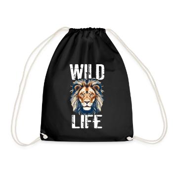 Lion Wild Life Lion Head Predator Colorful Art - Drawstring Bag - black - Front