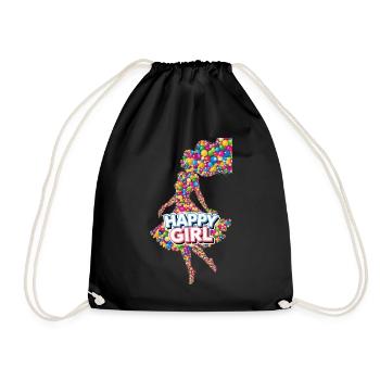 Fille heureuse - Sac de sport léger - noir - Devant