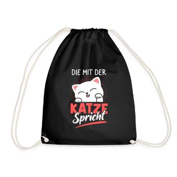 Katze Kätzchen Kater Fellnase Katzenfan Cat Katzen - Turnbeutel - Schwarz - Vorne