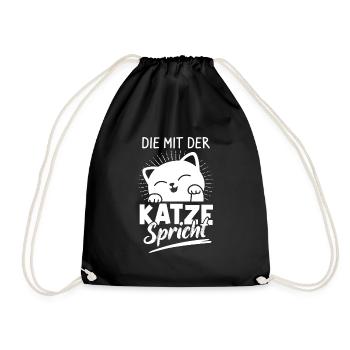 Katze Kätzchen Kater Fellnase Katzenfan Katzenlieb - Turnbeutel - Schwarz - Vorne