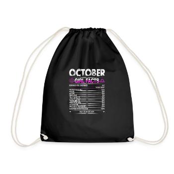 Oktober Waage Mädchen Fakten - Turnbeutel - Schwarz - Vorne