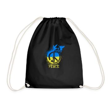 peace ,ukraine, peace, flagge, friede, tauben - Turnbeutel - Schwarz - Vorne