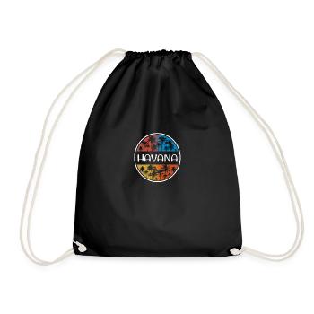 Havana Cuba Stylish Vacation Souvenir Palm Tree - Drawstring Bag - black - Front
