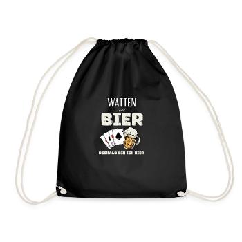 Watten und Bier - Turnbeutel - Schwarz - Vorne
