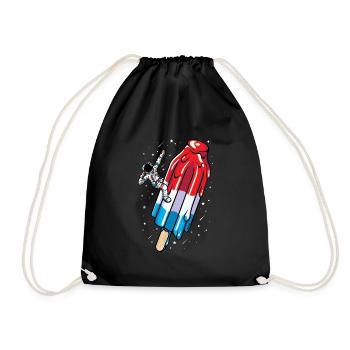 Astronaut Eis am Stiel Eiscreme - Sommer Amerikanisch - Turnbeutel - Schwarz - Vorne