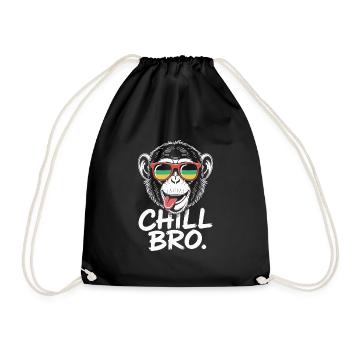 Chill Bro Cool Monkey Funny Saying Gamer - Turnbeutel - Schwarz - Vorne