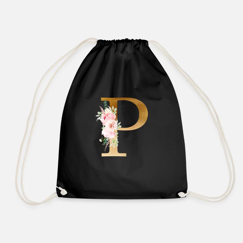 Botanik Floral Monogramm P - Turnbeutel - Schwarz