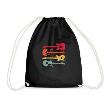 Vintage Guitar Pick Guitarist Gift - Drawstring Bag - black - Front