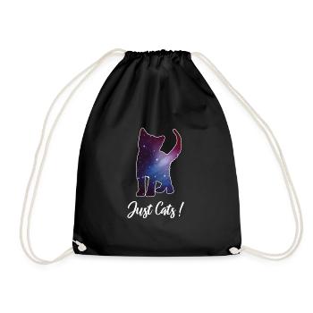 Cat Kitten Silhouette Space Cat Galaxy Galaxy - Drawstring Bag - black - Front